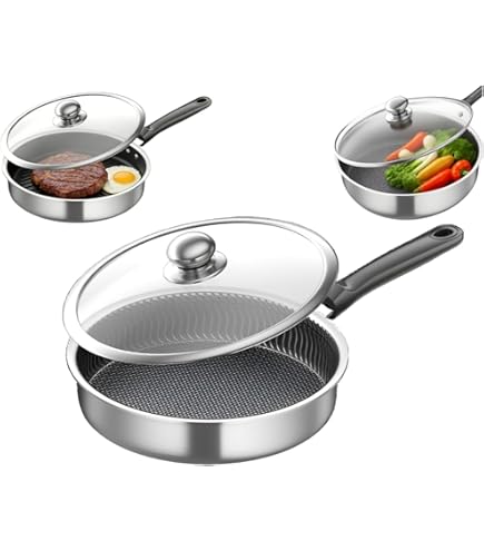WANSCOL ステンレス鋼 鍋・フライパンセット 袋付き　C948 Amazon | [mocoly]ステンレス鋼フライパン 26/28/30cm 超軽量 深型設計